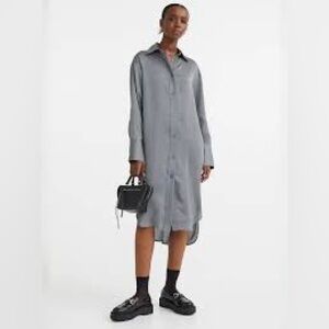 H&M Gray Long Sleeve Shirt Dress